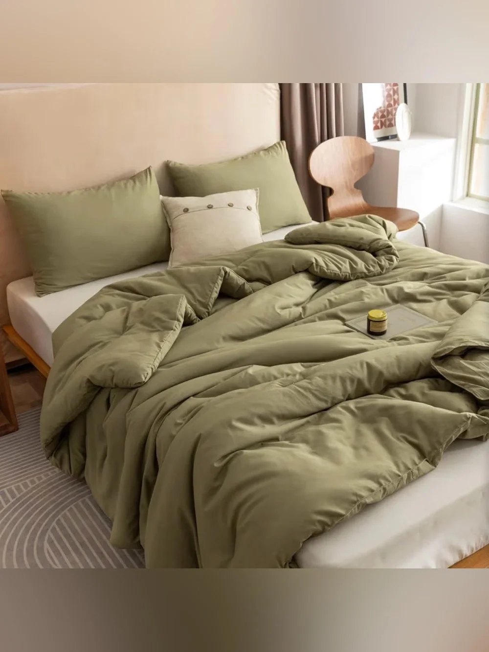 New 3pc Rosgonia Olive Green Boho Queen Bedding Comforter Quilt Pillow Cases Set